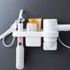 New No Drilling Bathroom Shelf Wall-mounted Space-saving Hair Dryer Holder Plastic Storage Shelf Storage Shelf Home