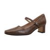Mary Jane High Heels Thick Heel New Large Size Women's Shoes Black Temperament Square Head Light Mouth Single Shoes