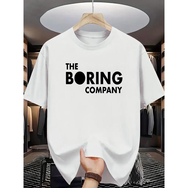 

European sizes [Everyday Comfort] THE BORING COMPANY White Short-Sleeve T-Shirt - Stylish & Comfortable Crew Neck 4XL