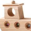 Wooden Rolling Ball Boat Toy Baby Interactive Boy with Acrylic Beads Focus
