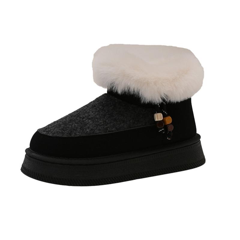 Autumn New Wool Short Tube Color Matching Snow Boots Women's Foreign Trade Thick-soled Plush Warm Thickened Cotton Shoes