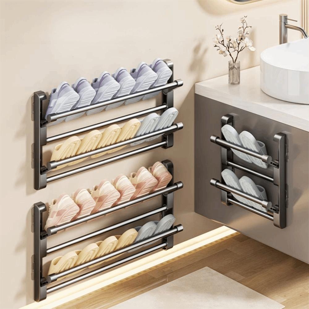 Non Perforated Wall-mounted Rack Multi-layer Shoe Organizer Simple Shoe Rack Home Storage