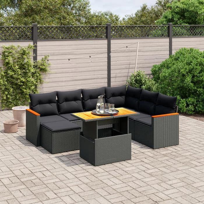 VidaXL Garden Lounge Set with Cushions 8 Pcs, Patio Sofas, Patio Furniture Set, Outdoor Furniture, Black 3273190