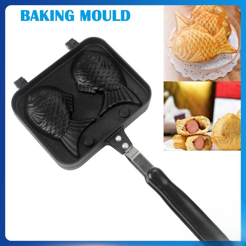 Waffle Pan 2 Sided Cast Baking Mould Household Cooking Bakeware Tool Aluminum Casts Fish Shape Cake Maker