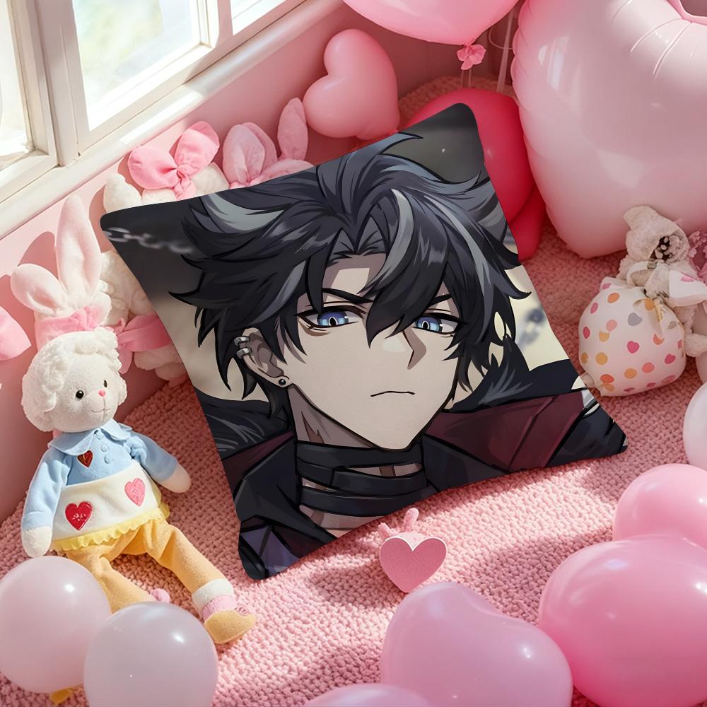 Anime Wriothesley Cushion Cover Pattern Printed Pillowcase for Living Room Sofa Cushion Cover & Bedroom Decor