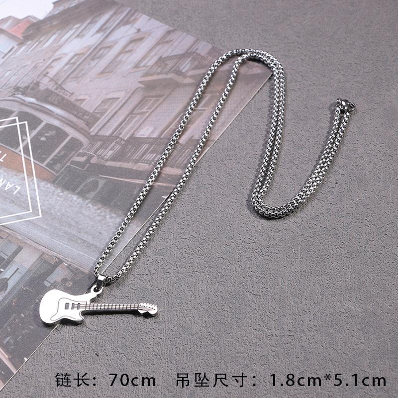 European and American Trendy Men's Street Mini Rock and Roll Guitar Pendant Fashion Necklace Jewelry for Women