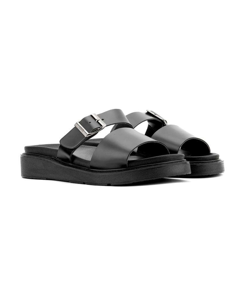 Bsqt By Classy 531 Chemnitz Strap Leather Slippers Aqua Black