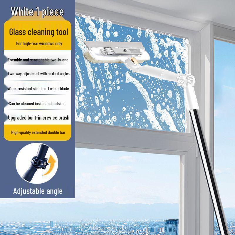 High-Rise Window Cleaning Tool: Double-Sided, Extended Pole for Outer Windows Only