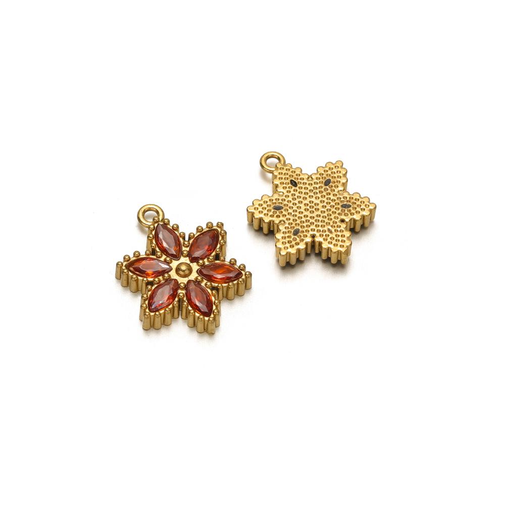 5pcs Stainless Steel Star Snowflake Zirconia Flower Charms for DIY Jewelry Findings Necklace Pendants Bracelet Earrings Making