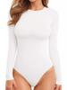 Women's Slimming Autumn Long Sleeve Bodysuit: Round Neck, Crotch One-Piece Base Layer Top