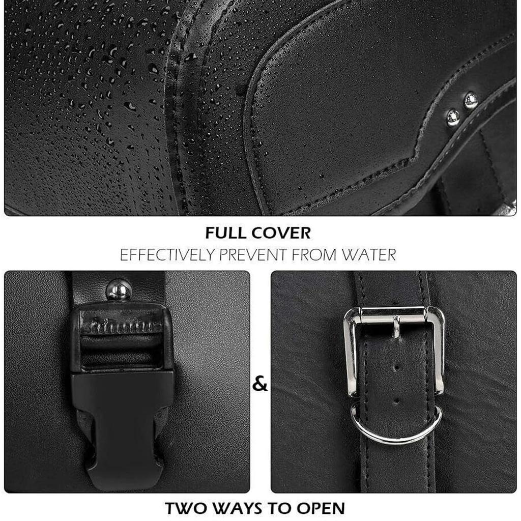 ZSADZS Motorcycle Leather Saddlebags, Waterproof Luggage Bag for Honda Shadow, Yamaha Vstar, and Vulcan 2006