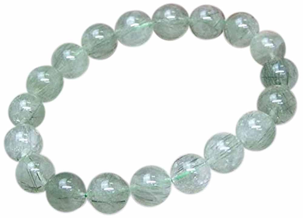 

[hinryo] 60108 Green Rutilated Quartz 10mm AA+ Bracelet, 17cm Inner Diameter, Needle Quartz, with Pouch, Brazilian Natural Stone, Power Stone