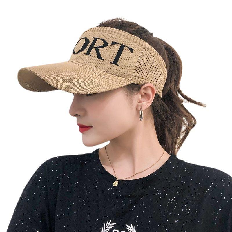 Sun Hat Women'S Summer Face Cover Uv Protection Beach Riding Eaves Sports Sun Empty Top Knitted Sun Protection Hat