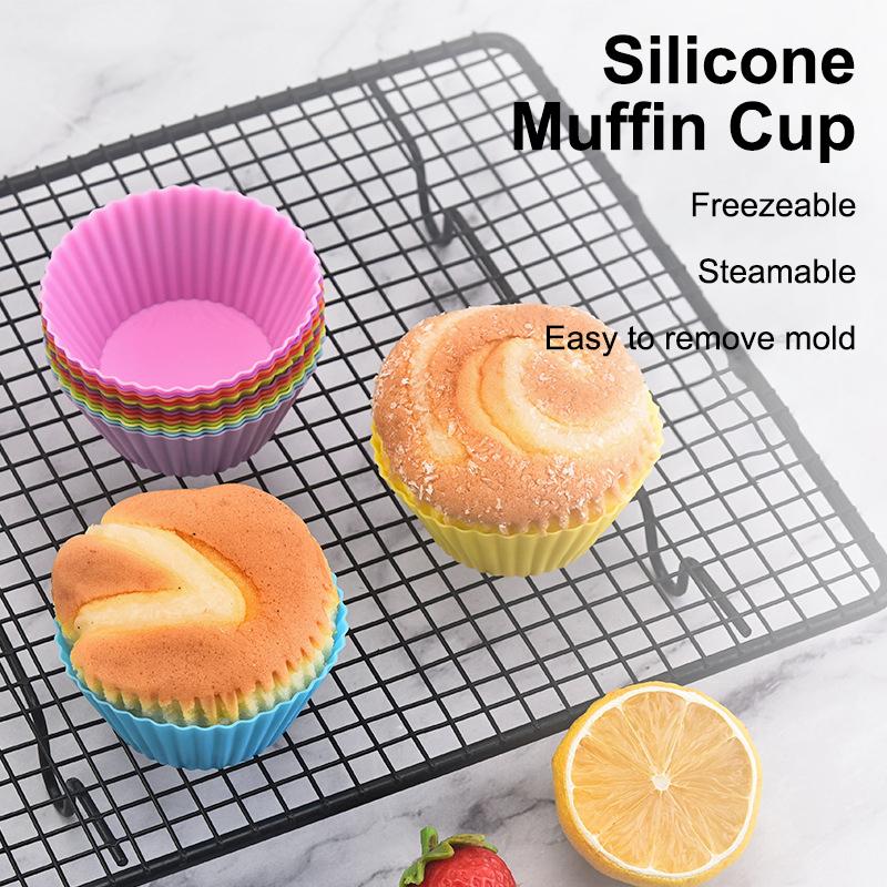 12/24Pcs Silicone Cake Mold Round Shape Muffin Cupcake Baking Molds Pudding Jelly Cup Pastry Home Kitchen Bakeware Bpa Free
