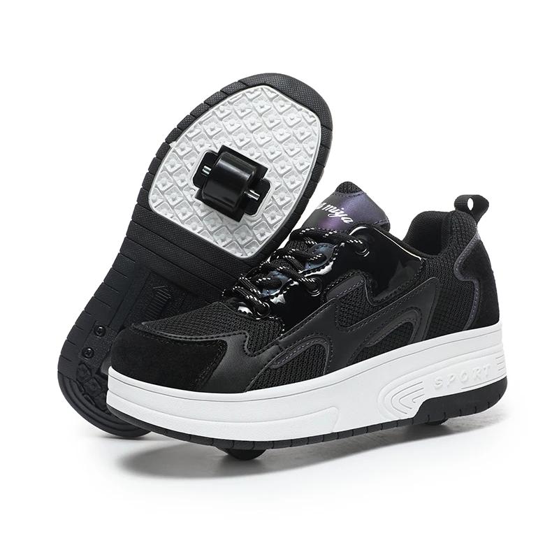 2-wheel Roller Skates Trendy Boys' Retractable Skates Children's Dual-purpose Skating Wheels Sneakers Casual Shoes