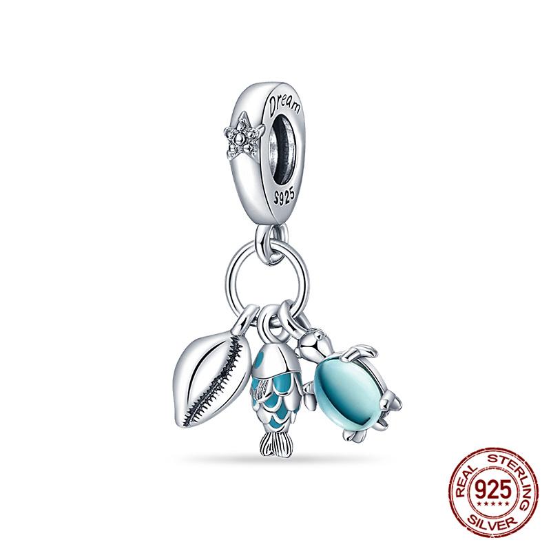 Charm Copper Marine Life Starfish Turtle Charm Bead Fits Women 3Mm Original Bracelet Necklace Diy Fine Jewelry Gift