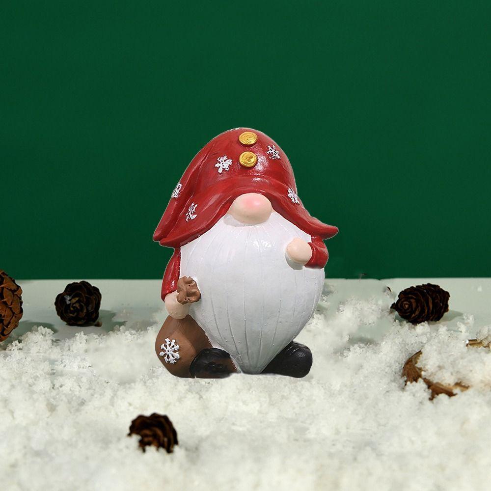 Creative Gnome Figurine Resin Dwarfs Miniature Sculpture Santa Claus Statue Festive Atmosphere