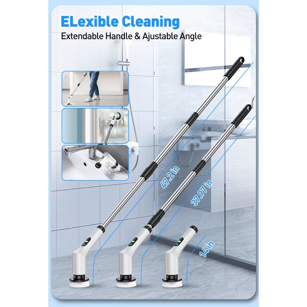 9 in 1 Multifunktionale elektrische Reinigungsbürste, Kabellose rotierende Reinigungsbürste, Tragbarer einziehbarer digitaler Reiniger