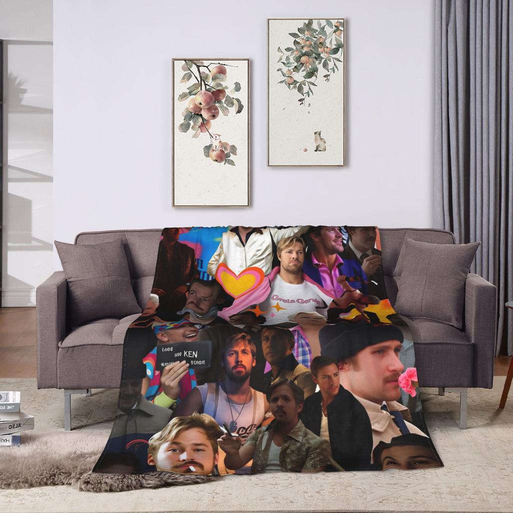 Ryan Gosling Collage Decken Mädchen Flanell Bettwäsche Überwürfe Für Schlafzimmer Warm DIY Qualität Tagesdecke Geschenk