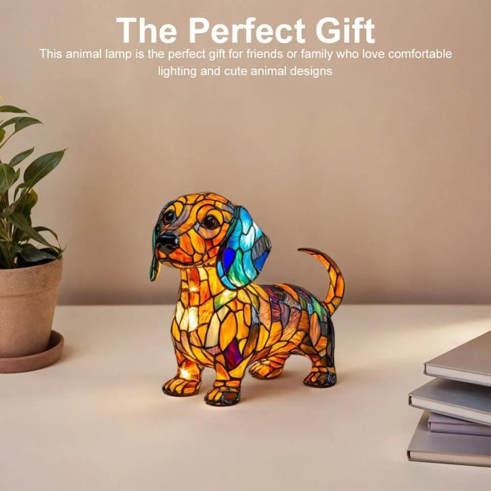 Cute Corgi Dog Series Art Night Light LED Resin Animal Night Light Handmade Desk Lamp for Desktop Decorations