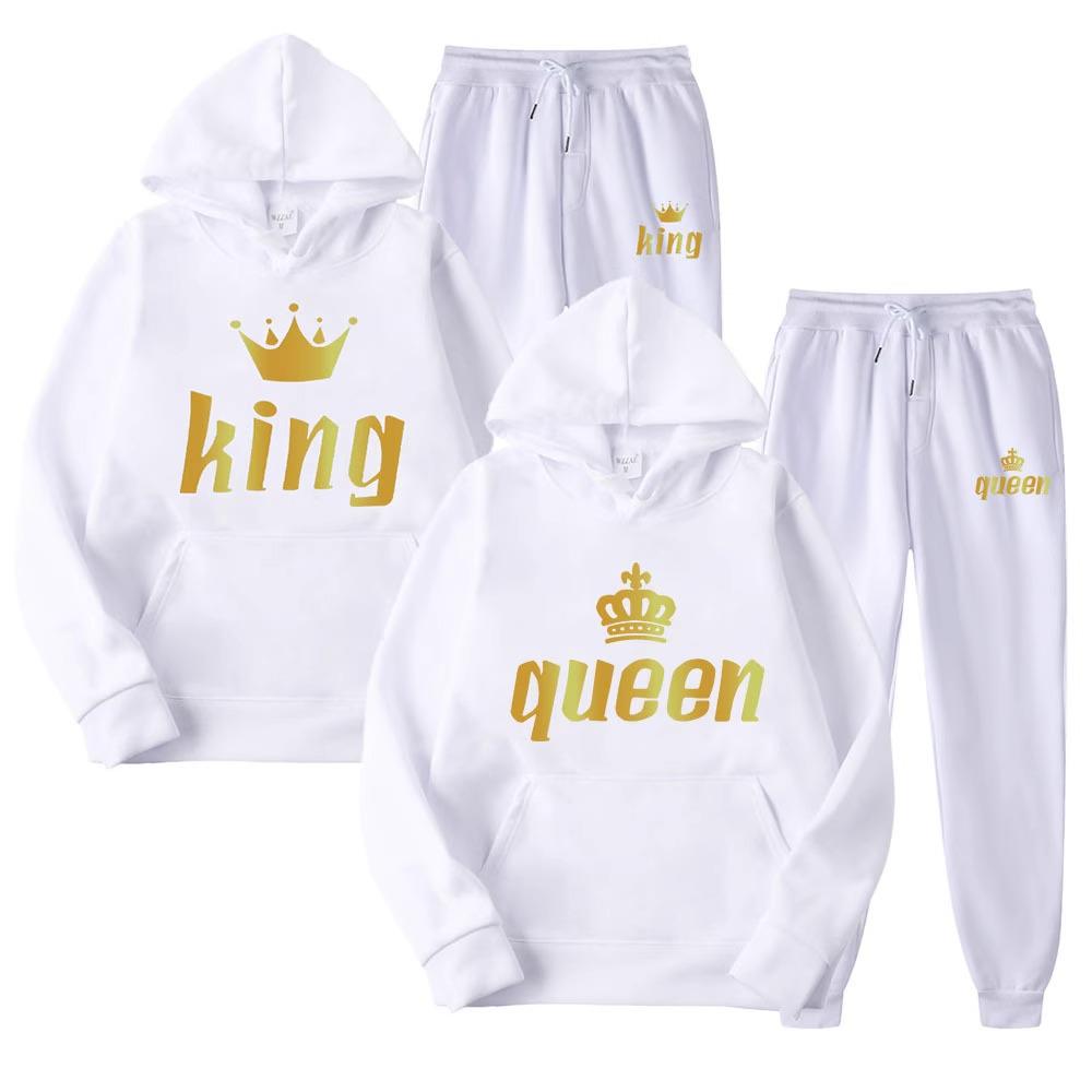Couple Hooded Sweatshirt Set - Queen & King Band Long Sleeve Sportswear