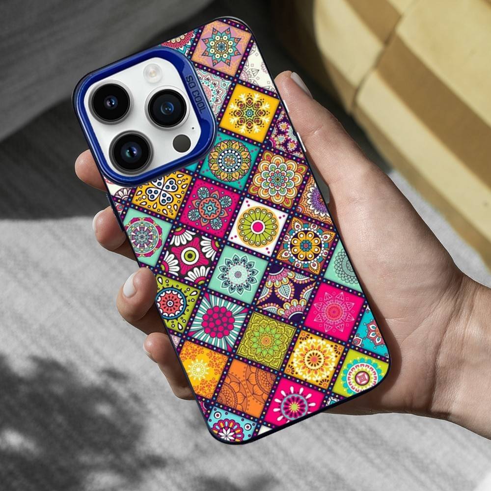 

Cool Art Tile Moroccan Phone Case For iPhone 16,15,14,13,12,17,11,Mini,Pro,SE,XS,MAX Blue Matte Silicone Cover iPhone17Promax