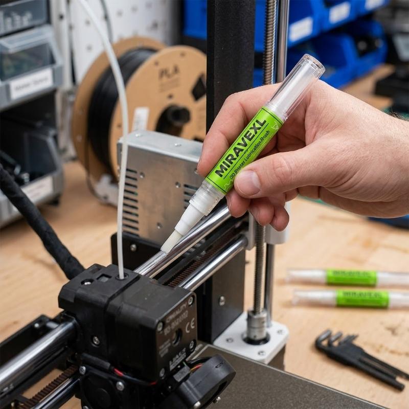 3D Printer Maintenance Brush Set with PTFE Lubricant Oil Stick for Linear Rails & Lead Screws, Fits Bambu Lab, Ender 3