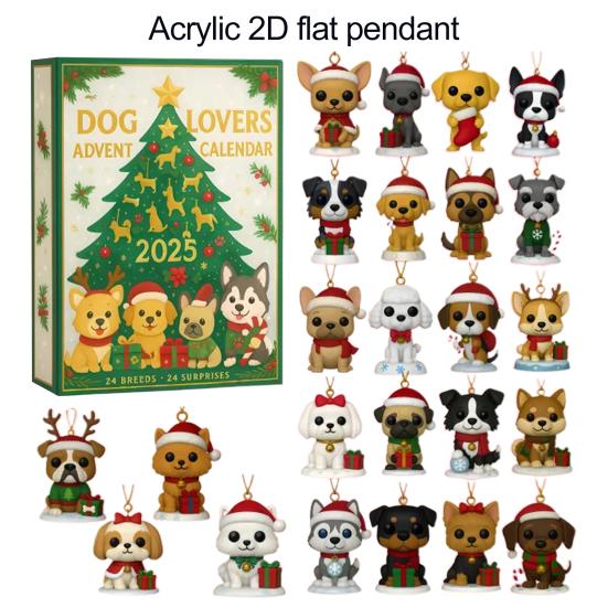Dog Lovers Advent Calendar Christmas Dog Countdown Calendar with 24 Dog Breeds Puppy-Themed Surprise Gift Set