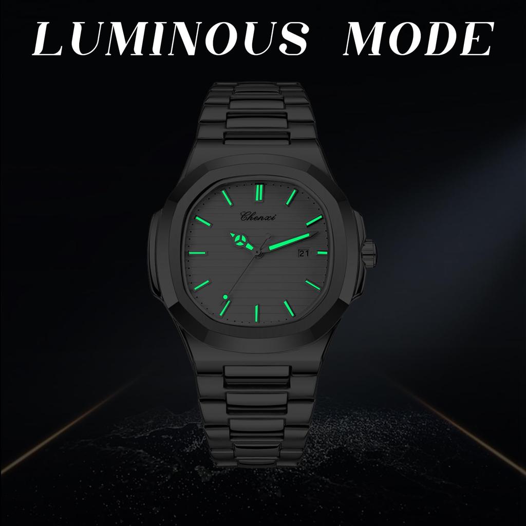 Armbanduhr Armbanduhr Quadratisch Leuchtender Zeiger Edelstahlband Quarzuhr Cool Business Alltag Weiß Herren Leuchtend Herren