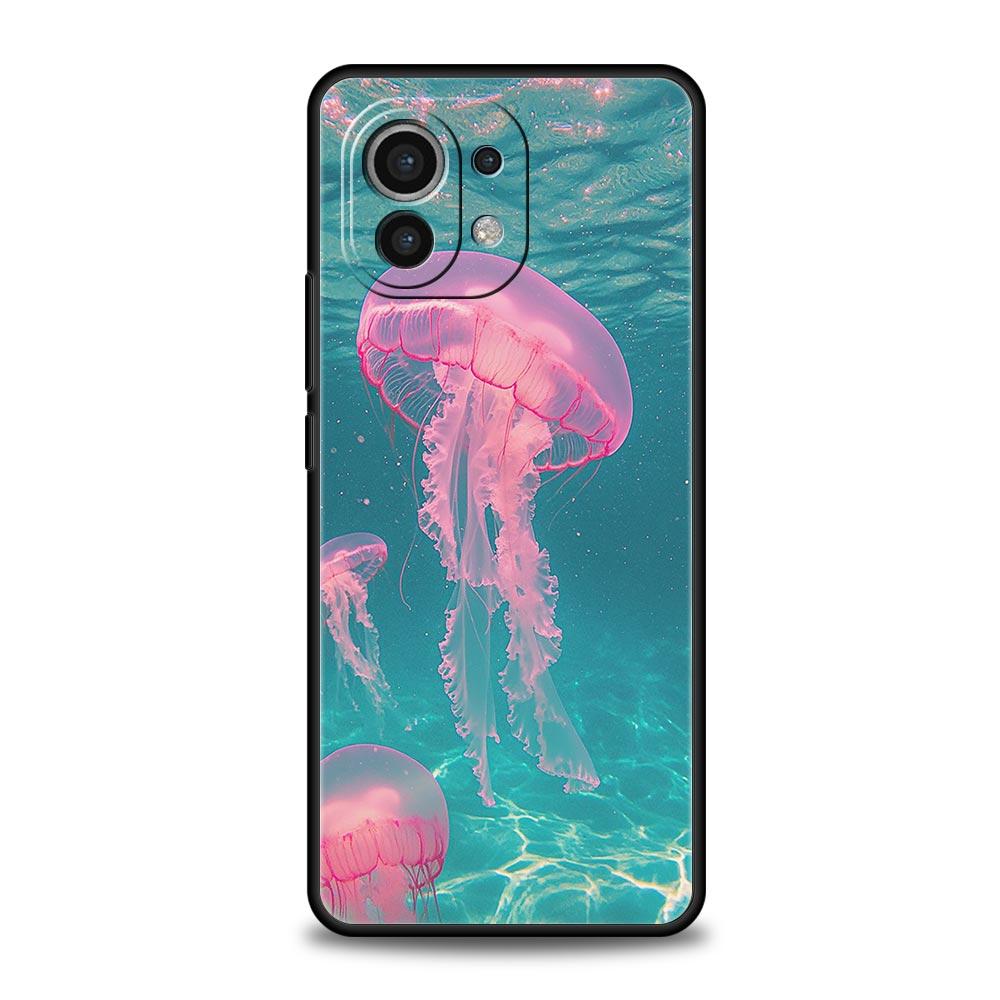 

Чехол для телефона для Xiaomi Mi 15 14 13 12 11 Lite 14T 13T 12T 11T Pro Poco X7 X6 X5 X3 Pro F6 F5 F4 Чехол Розовый Медуза Океанический Xiaomi 12T