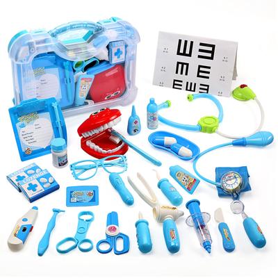 Pedra Fofa Médico Brincar Educacional 30 Peças Higiene Alimentar Brincar de Faz de Conta Dentista Estojo de Armazenamento Ferramentas com Luzes e Som Aniversário Jardim de Infância