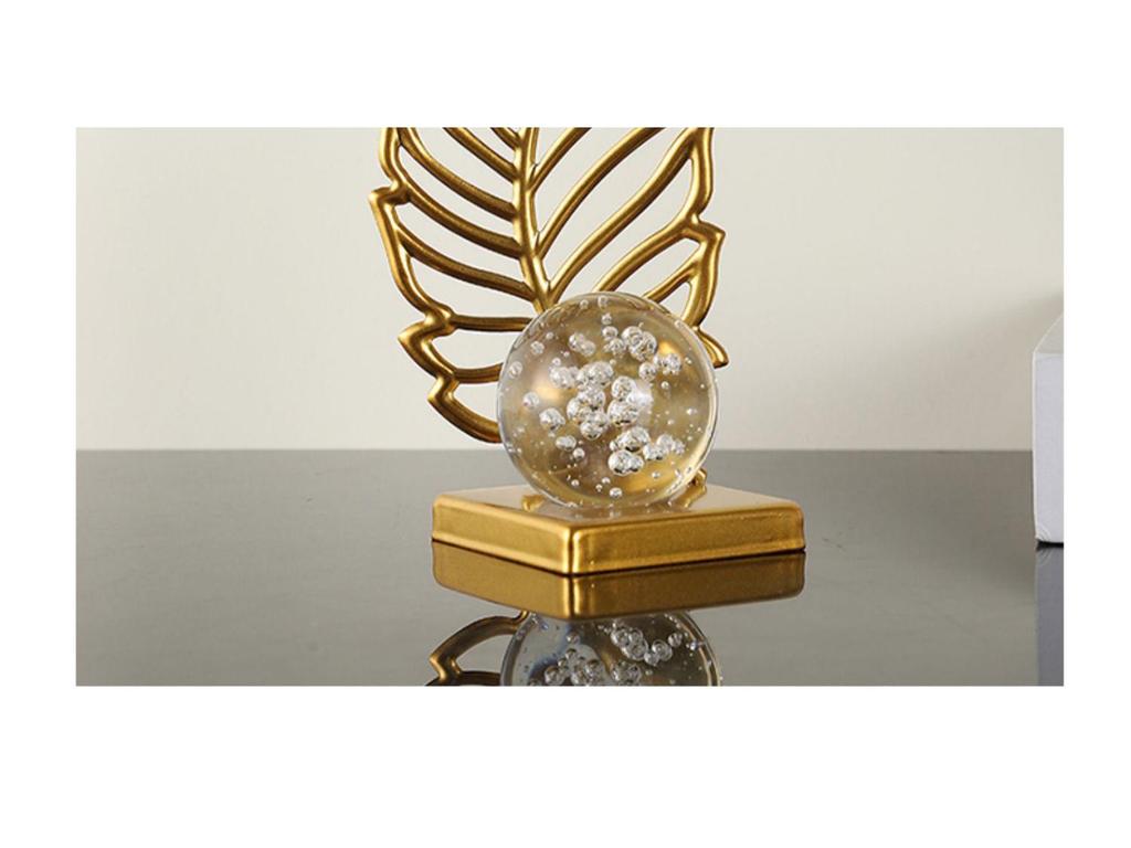 Nordic Leaf Crystal Ball Ornament: Elegant Light Luxury Decoration for Home Entrance, Living Room, Wine Cabinet, or Office Display.