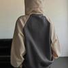 Herbst- und Wintermode: Retro-Stil Patchwork, kontrastierendes, locker sitzendes Kapuzensweatshirt