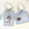 INS Pink Blue Kpop Photocard Holder Credit ID Bank Card Photo Display Holder Idol Postcard Card Protective Case with Pendant