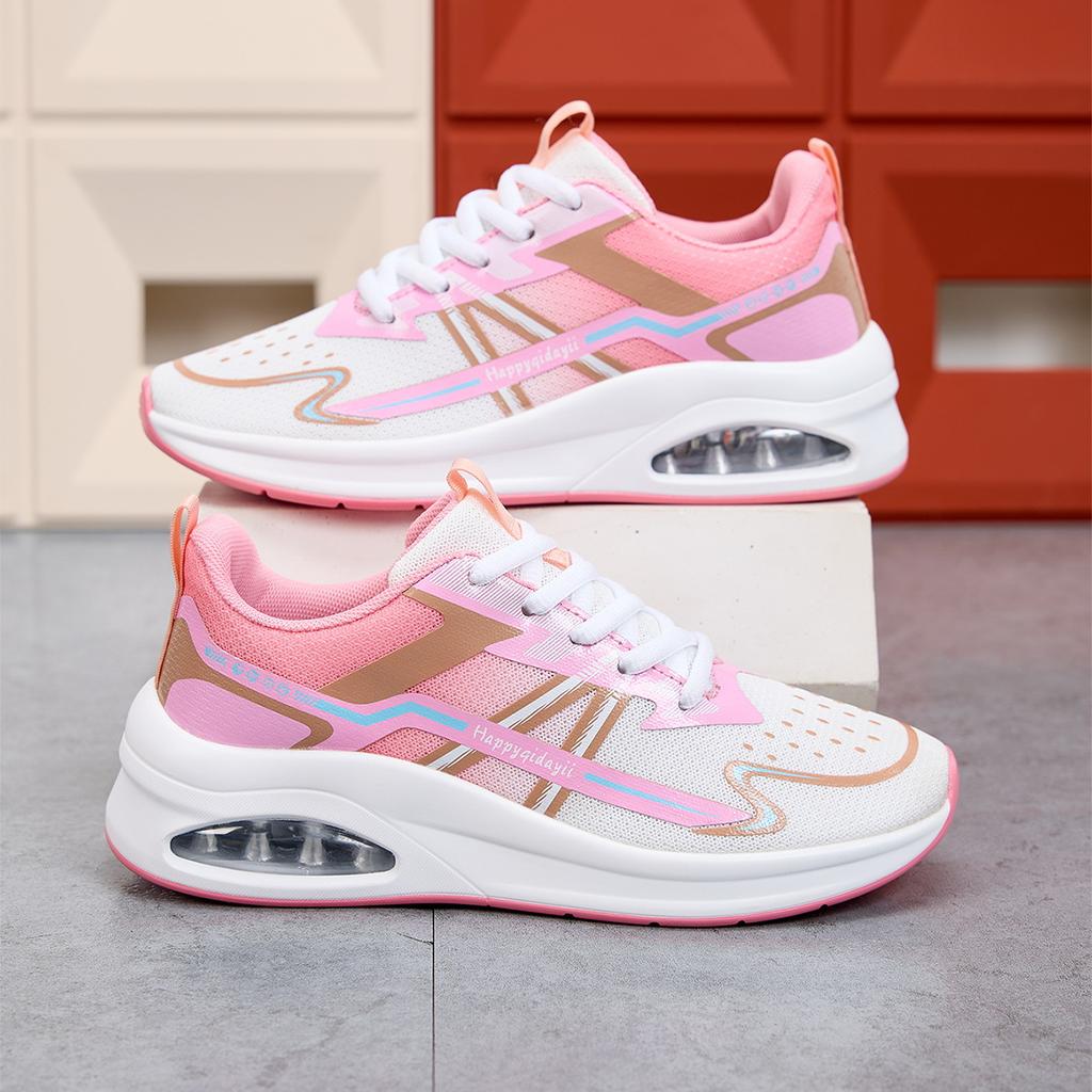 2025 spring and summer new mesh sports running shoes gradual change breathable thick sole versatile casual lightweight women's shoes trendy shoes