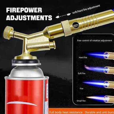 Portable Butane Welding Blowtorch Gun Adjustable Flame Gas Burner - High Quality Copper Torch for Outdoor Camping and BBQ Use