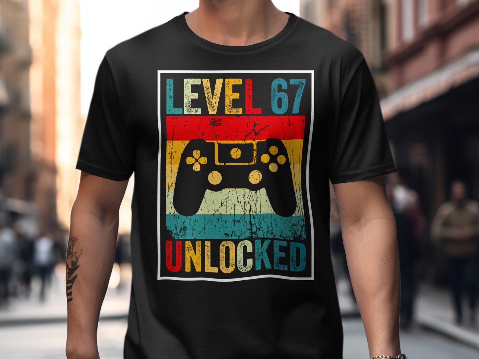 Level 67 Unlocked T-Shirt, Gaming T-Shirt, Gamer Gift, Six Seven Birthday, Retro Gamer Tee, Gamer Birthday TShirt 3XL