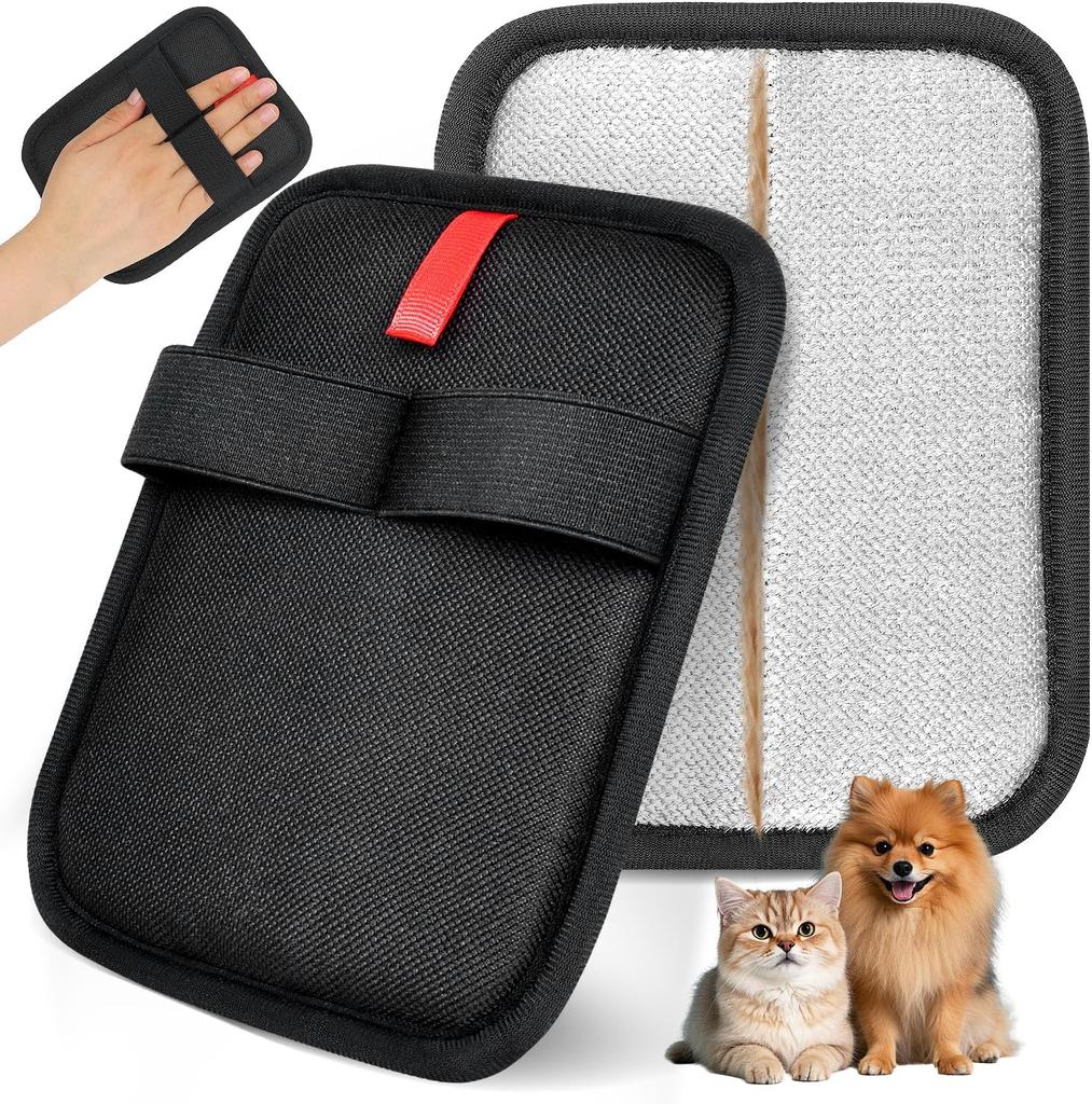 Pet Hair Remover, Reusable Electrostatic Pet Hair Remover Gloves – Double-Sided Grooming & Deshedding Gloves for Cats & Dogs