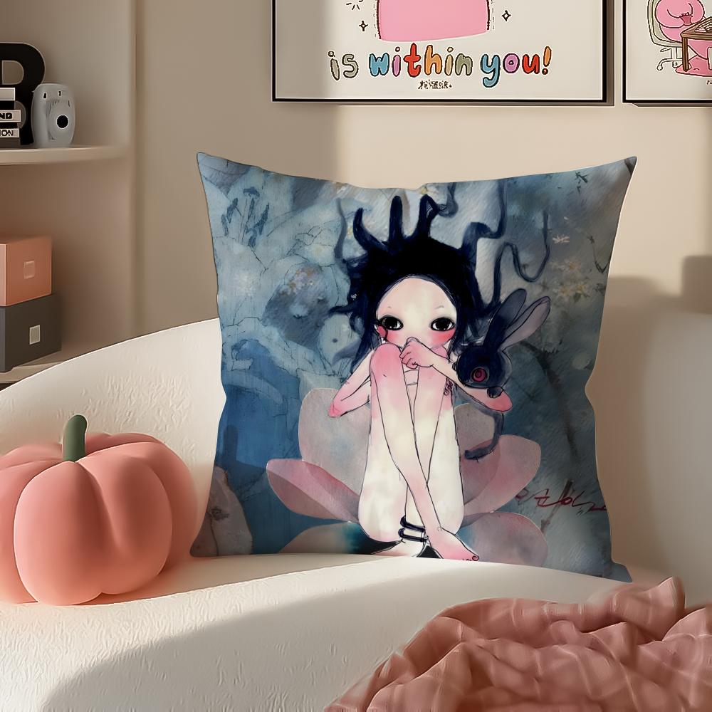 Warm Cute Surreal Japanese Art AAya Takano Cushion Cover Pillowcase Short Plush Invisible zipper Room Sofa Cushion Cover 30X30cm
