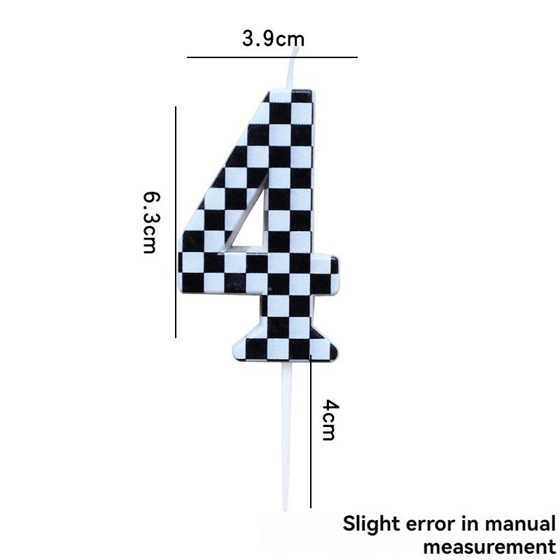 1pcsBirthday Candle Number Checkered Candle Birthday Party Decoration Cake Topper for Racing Car Party Decoration Theme Party
