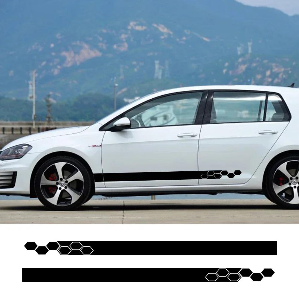 2PCS Hexagon Car Stickers Side Body Decals for Volkswagen VW Golf 5 6 7 MK7 MK6 Passat B6 B7 B5 Polo 6R T5 Jetta 6 Touareg Bora