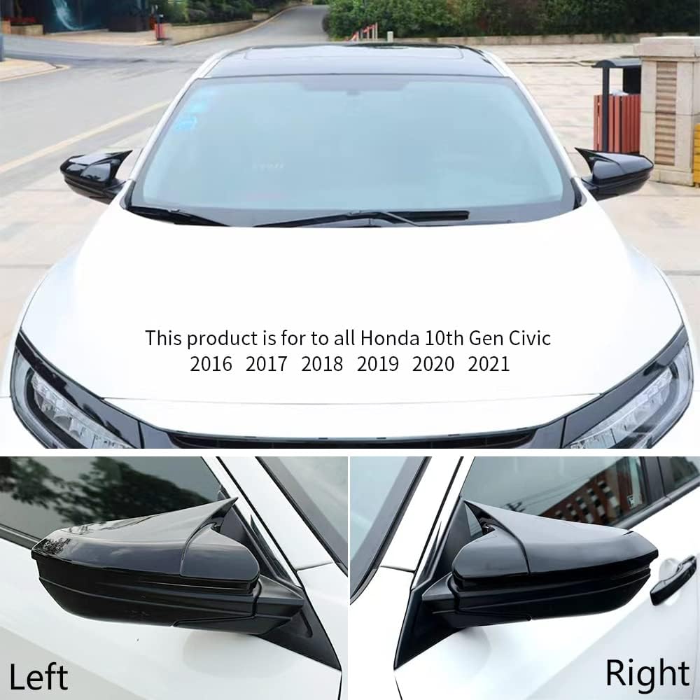 Car Ox Horn Side Rearview Mirror Cover Wing Mirror Protect Decorate Covers Auto Exterior Decoration Accessories For Honda 10Th Gen Civic 2016 2017