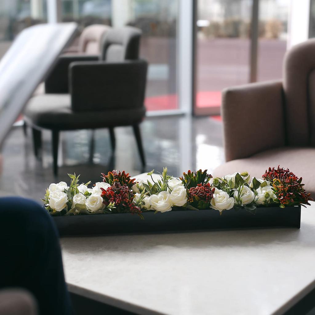 24-Inch Long Transparent Acrylic Rectangular Floral Centerpiece Modern Vase for Dining Table Decorative Usage