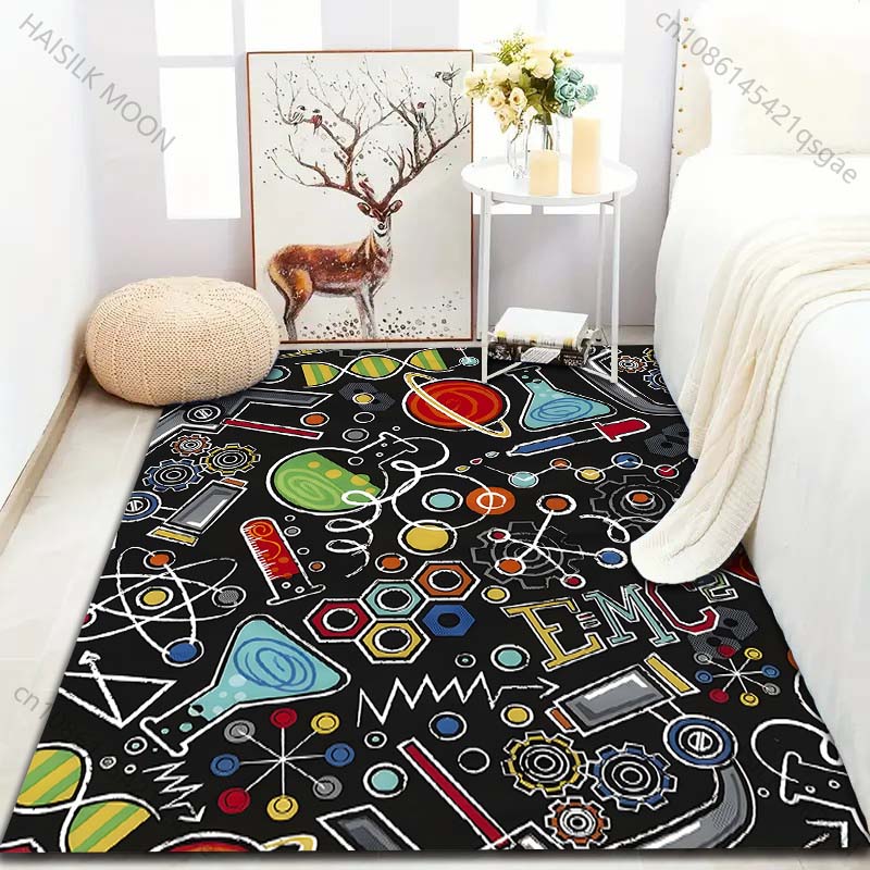 Multiple Sizes Laboratory Themed Pattern Carpet for Living Room Bedroom Sofa Home Decor Non-slip Floor Mat Luxury Gift