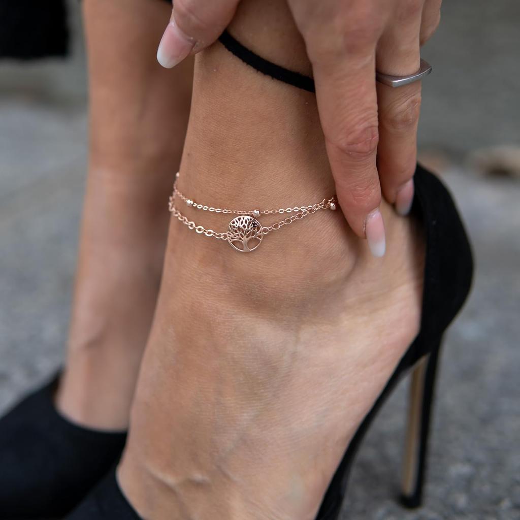 Anklet Jewelry Sterling Silver 925 18K Rose Gold Gift Necklace Girl Birthday Gift Women's