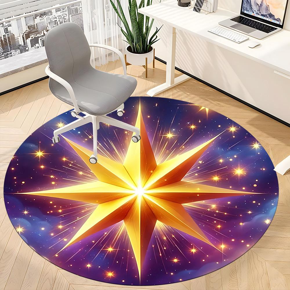 1pc Celestial Star Print Carpet for Office Non-Slip, Round Carpet, Soft & Comfortable, Carpet for Office, Lightweight Round Floor Mat
