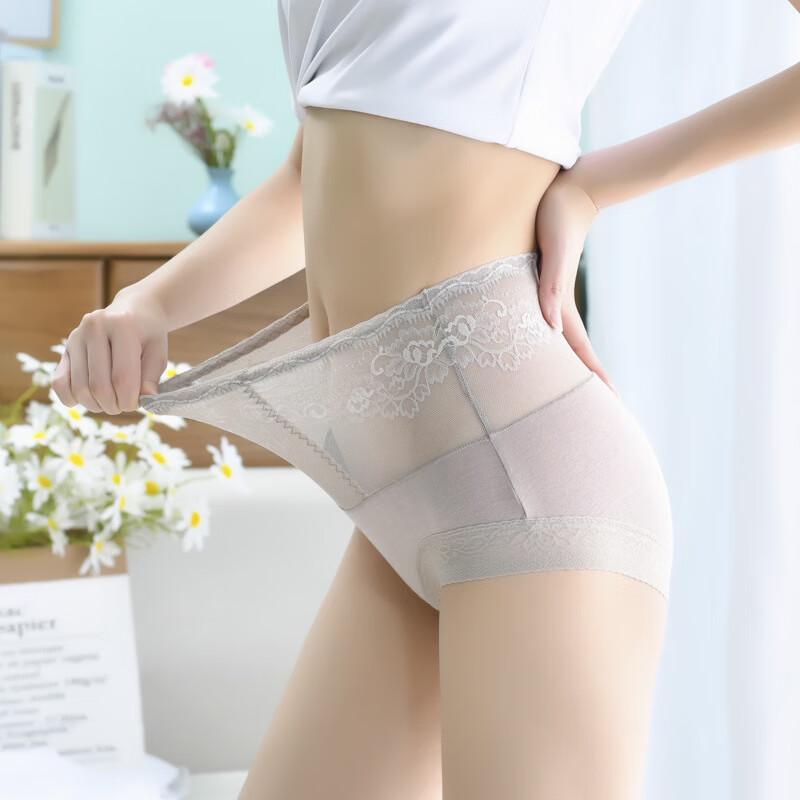 Langsha Women's High-Waist Tummy Control Lace Briefs (3-Pack)