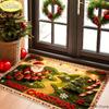 Merry Christmas Doormat, Woven-Style Santa and Reindeer Design, Non-Slip and Machine-Washable Entryway Rug, Home Decor