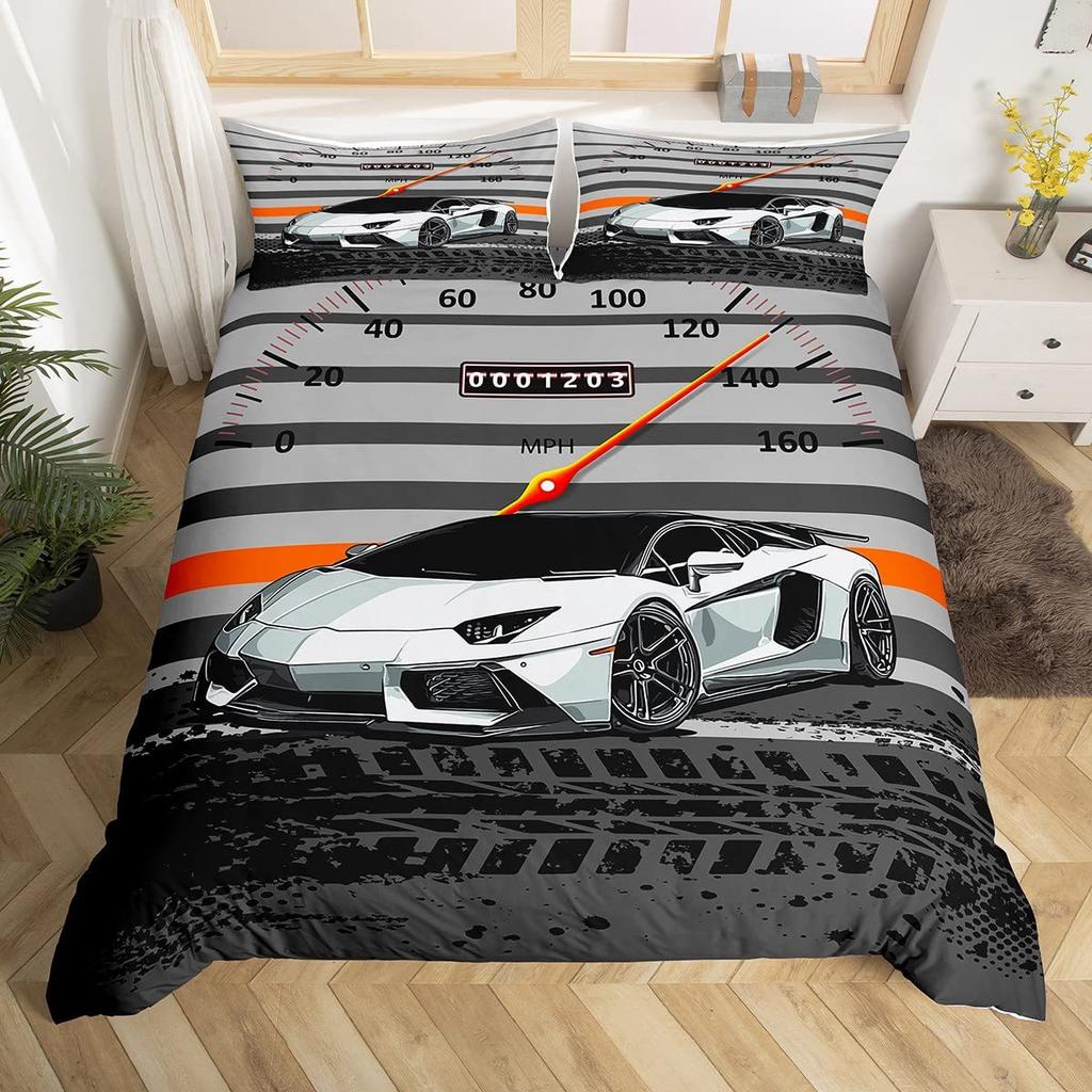 Home Textile Three-Piece Cool Sports Car 3D Digital Printing Quilt Cover Pillowcase Bedding