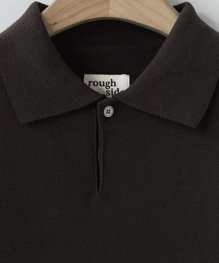 Leopeusaideu Plain Collar Knit Dark Brown